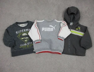 Lot 3 Puma Sweater Toddler Boy 18-24M 2T Gray Bicycle Road Superman Sweatshirt - Picture 1 of 23