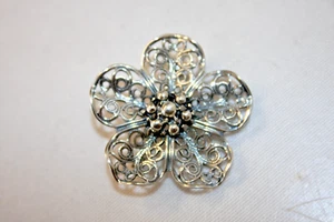 Broche Beaucraft BEAU PLATA ESTERLINA FILIGRANA FLOR PIN Firmado 1 1/2" 4.6 GR - Imagen 1 de 4