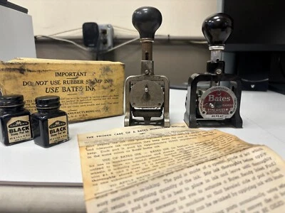 Bates Numbering Machine 7 Wheel Style E Vintage Hand Operated Ink Stamping Tool - Image 1 of 4