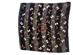 "Bufanda de seda Eco mariposa pastel negra floral primavera gasa cuadrada 21"" X 21""" - Imagen 1 de 4
