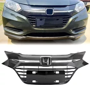 Full Black & Chrome Front Upper Grille Grill For 2016 2017 2018 Honda HR-V HRV - Picture 1 of 4