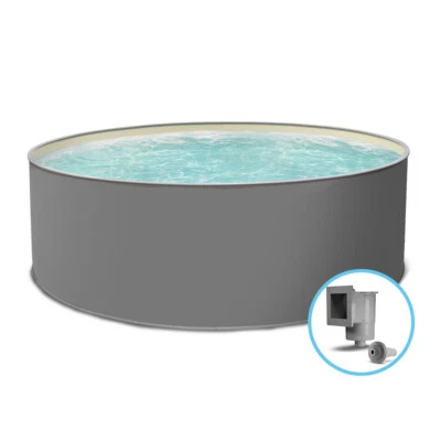 Stahlwandpool EDITION GRAU rund 350x120cm Pool Folie sand Einzelbecken Skimmer - Bild 1 von 4