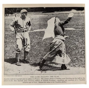US-Canadian Baseball Game In France During WWI Orig Image 1917 Outlook 5.5x5.5" - Picture 1 of 1