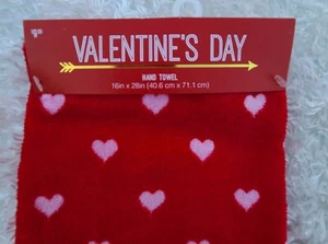 HAND/KITCHEN TOWEL RED WITH HEARTS - Picture 1 of 3