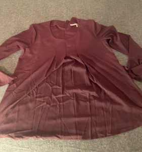 LOGO 1021 Collection Womens Size 10 Purple Pullover Top Ruffle Trim Stretchy - Picture 1 of 15