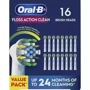 Oral-B Floss Action Clean Electric Toothbrush Replacement Heads 16 pack - Picture 1 of 3