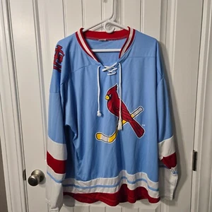 St. Louis Cardinals Lace Hockey Jersey XL Men Light Blue Polyester Baseball - Imagen 1 de 8