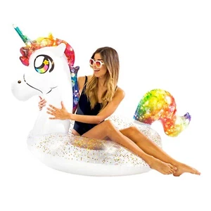 Glitter Unicorn Jumbo Beach/Pool Tube Adult Float Large White Ring Pool Candy - Picture 1 of 6