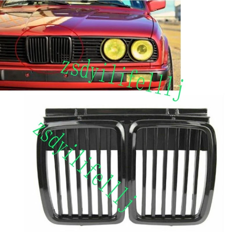 1xPara BMW E30 318i 325i 1982-1994 Rejilla Superior Delantera Cubierta Borde Negro Brillante Foto 1 de 1