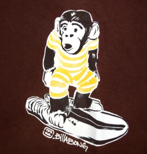Vintage T-Shirt Billabong XS/S 80s 90s Monkey See Monkey Do Brown Shirt Made USA - Picture 1 of 10