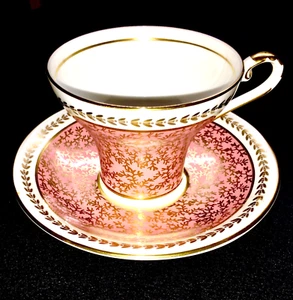 Vintage Aynsley PINK English Fine Bone China Cup & Saucer signature Gold Edition - Picture 1 of 8