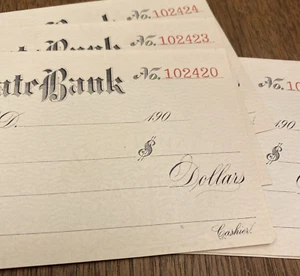 1900s Blank Checks Flandreau State Bank Minnie LOT National Park Bank NY VTG - Picture 1 of 15