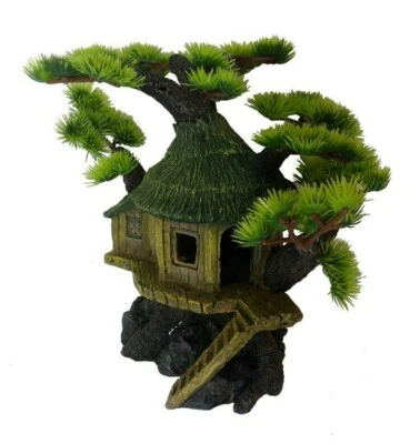 ATLANTIS AQUARIUM TREEHOUSE TRUNK ROCK BASE POLYRESIN REPLICA AQUARIUM ORNAMENT EB178