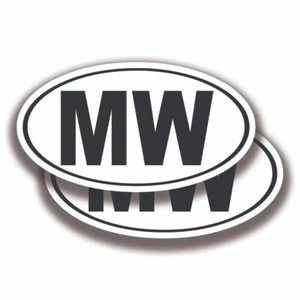 MW INITIALS STICKERS 2 Decals Bogo Car Truck Bumper Window - Picture 1 of 1