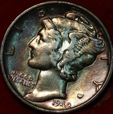 1942 Color Philadelphia Mint Silver Mercury Dime - Image 1 of 2