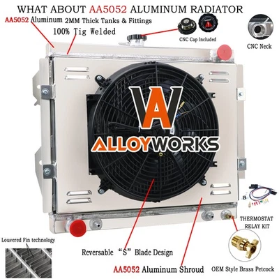 4-Rows Aluminum Radiator Shroud Fan Fits 1984-1995 Toyota Pickup 4Runner 2.4L L4 - Imagem 1 de 4