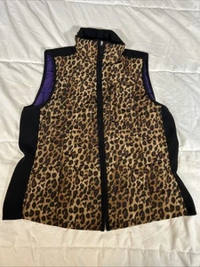 LRL Ralph Lauren Vest Womens Large Leopard Print Quilted Full Zip - Picture 1 of 10
