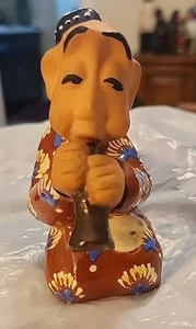 Uzbek Ceramic Figurine Man With Flute Hand Painted Folk Art Home Decor 4" K - Picture 1 of 10