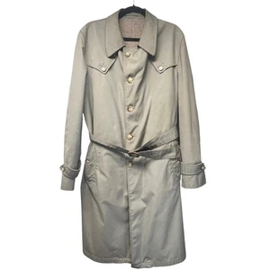 Vintage Christian Dior Monsieur Beige Trench Coat Wool Lined Belted Size 44 L - Picture 1 of 7