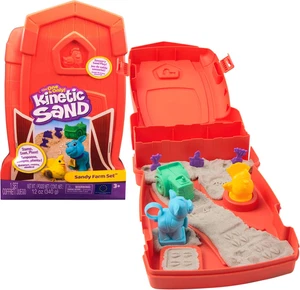 Kinetic Sand Sandy Farm Set w/ 12oz Play Sand 6 Tools & Molds Barn Storage Case - Picture 1 of 8