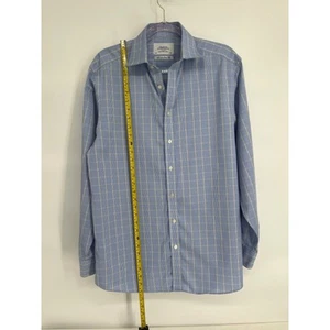 Charles Tyrwhitt Non Iron Classic Fit Blue Plaid Dress Shirt 16/35 - Picture 1 of 7