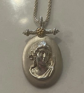 Large Tagliamonte Italian 14K Gold & 925 Sterling Silver Pendant. - Picture 1 of 7