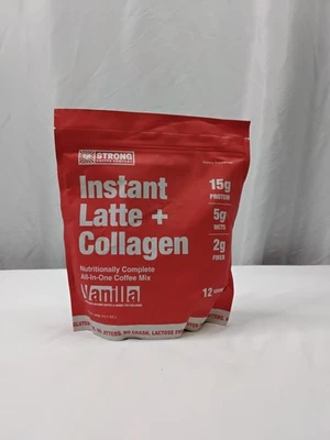 Strong Coffee Company Instant Latte + Collagen Vanilla 12 Servings EXP: 05/2028