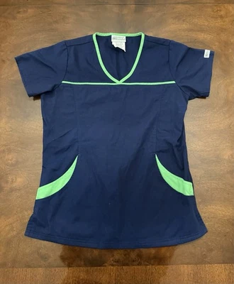 Uniform Advantage Women’s Scrub Top Size Medium Navy And Green - Image 1 of 4