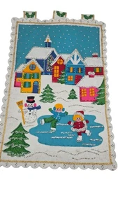 Vintage 1960 Handarbeit Pailletten Filz Weihnachten Wandbehang 16x14 - Bild 1 von 9