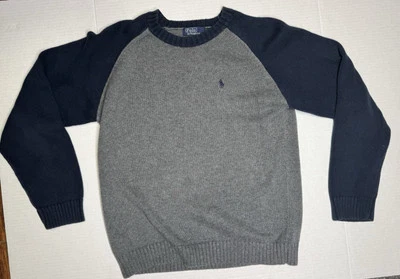 Suéter Polo Ralph Lauren Niños Mediano Azul Marino/Gris Cuello Redondo Manga Larga Foto 1 de 4
