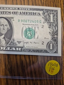 CU 1963B $1 Federal Reserve NotE. Crisp!! Uncirculated - Picture 1 of 3