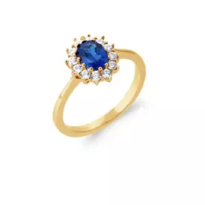 Marquise Ring Saphir Zirkonia vergoldet 18 Karat 5 Mikron Größen 50 bis 60 - Bild 1 von 2