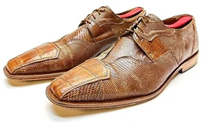Mens David Eden Lexington Brown Taupe Crocodile & Lizard Oxford Dress Shoes 10 - Picture 1 of 11