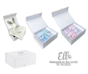 Nuevo Personalizado Bebé Regalo Niño Niña Recuerdo Personalizado Caja Set Edredón - Imagen 1 de 7