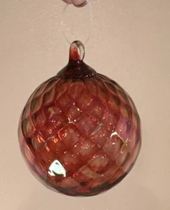 Carnival Art Blown Glass Eye Christmas Ball Ornament Bauble Witch Orb Red 4” - Picture 1 of 9