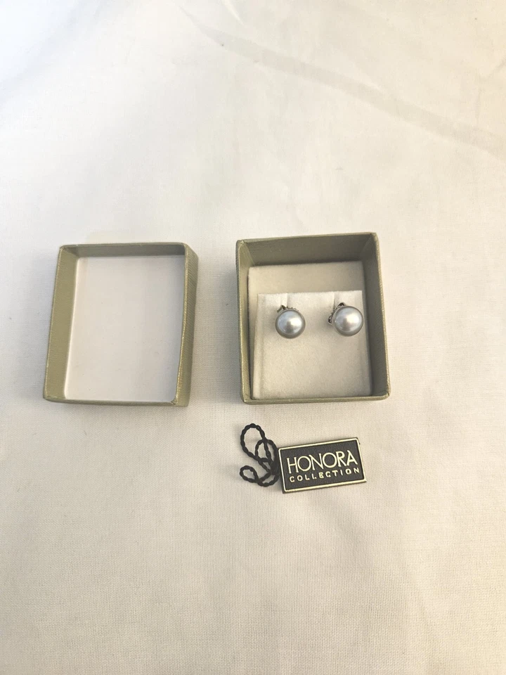 Aretes Honora Colección Perlas de Agua Dulce Gris 9mm Perla 925 Esterlina  Foto 1 de 1