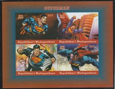 Madagascar 7684 - 2018  SUPERMAN imperf sheet of 4 unmounted mint