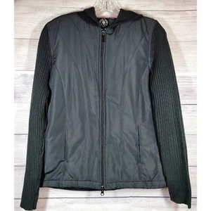 Carolyn Taylor Womens Sweater Jacket Size S Black Hooded Quilted Knit Outdoors - Picture 1 of 10
