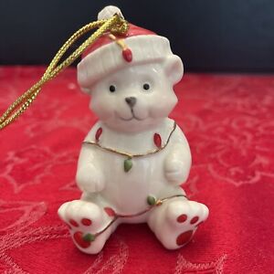 Lenox Polar Bear Teddy with Christmas Lights Ornament Tangled Holiday No Box
