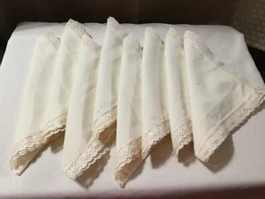 Vintage Dinner Napkins Lace Edge- Set of 8 Off White AS IS - Picture 1 of 6