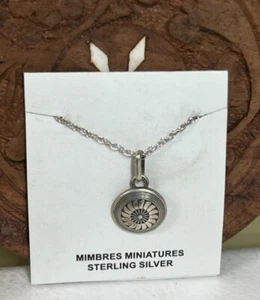 New STERLING SILVER SOUTHWESTERN MIMBRES DETAILED DISC PENDANT NECKLACE - Picture 1 of 3