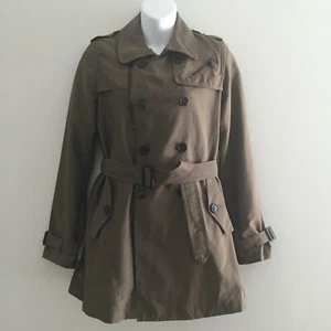 Diesel Women's Trench Coat Jacket Khaki Military Style Belted Buttons Lined XS - Picture 1 of 12