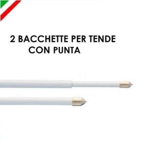 ASTE ASTINE BACCHETTA A MOLLA CON PUNTE PER TENDE TENDA 2PZ BIANCO A PRESSIONE - Imagen 1 de 1