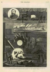 1881 - Impresión antigua YORKSHIRE Middlesborough Eston Works Thomas Gilchrist (232) - Imagen 1 de 1