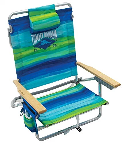 Tommy Bahama 5-position Classic Lay Flat Folding Backpack Beach Chair