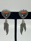 Vintage Authentic Signed Handcrafted Sterling Zuni Dangle Pierced Earrings