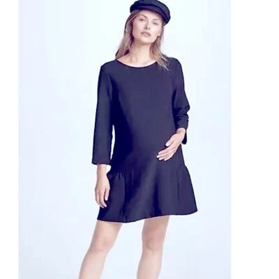 HATCH The Tulip Dress Mini 3/4 Sleeve Drop Waist Blue Maternity Size 1(2-4) - Image 1 of 4