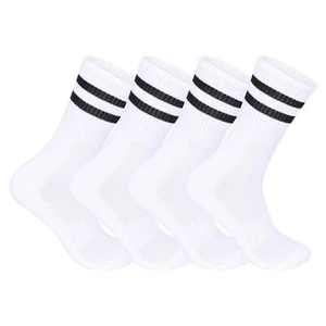 3,6,12 Pairs Men's Crew Work Socks Heavy Duty Cushioning,White With Black Stripe - Picture 1 of 5
