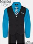 Boys Suit Vest Pants Set Color Shirt Tie Pinstripe, Wedding Suit All Size 6M-20