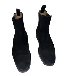 Herren Louboutin / Alpinosol Lug Sole Chelsea Boot / Schwarz Wildleder Größe 40 - Bild 1 von 7